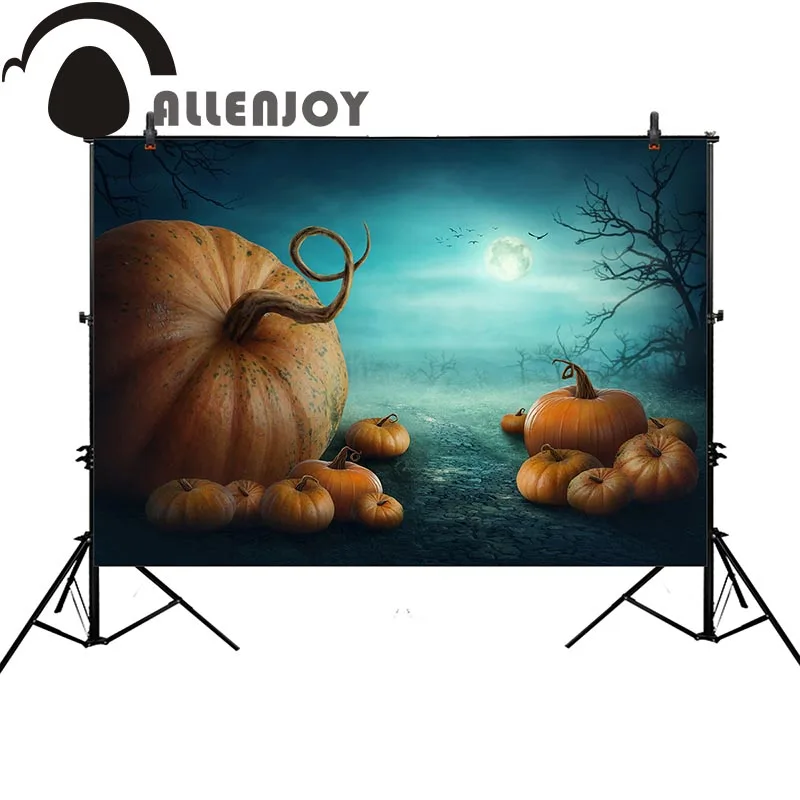 Allenjoy background for photo studio Halloween pumpkin moon tree sky backdrop for a photo shoot printed professional