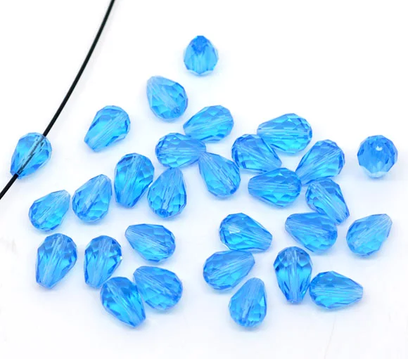 DoreenBeads стеклянные свободные шарики каплевидные синие прозрачные граненые