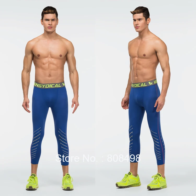 Мужские компрессионные штаны jogger колготки для фитнеса 3/4 обтягивающие леггинсы