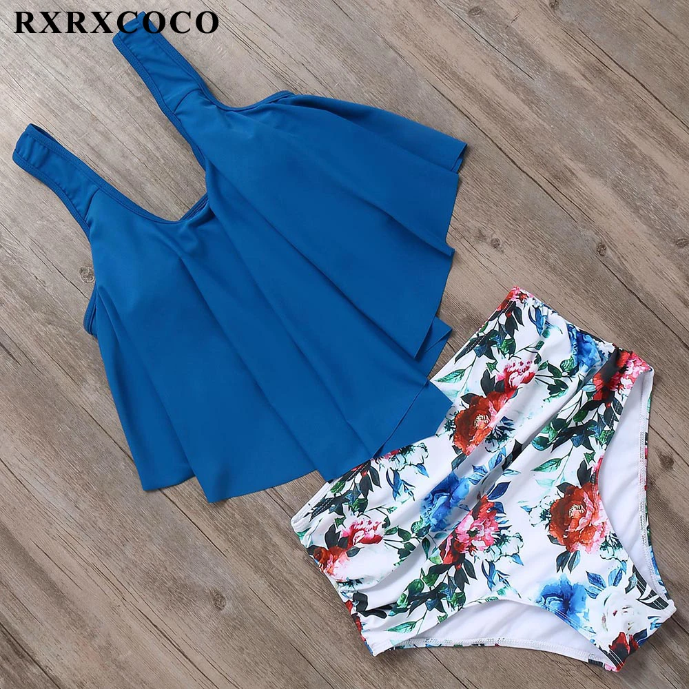 RXRXCOCO,, сексуальное бикини,, Mujer, купальник с оборками, женский, пуш-ап, высокая талия, бикини, набор, Bnadage, бикини, Одноцветный Купальник для женщин