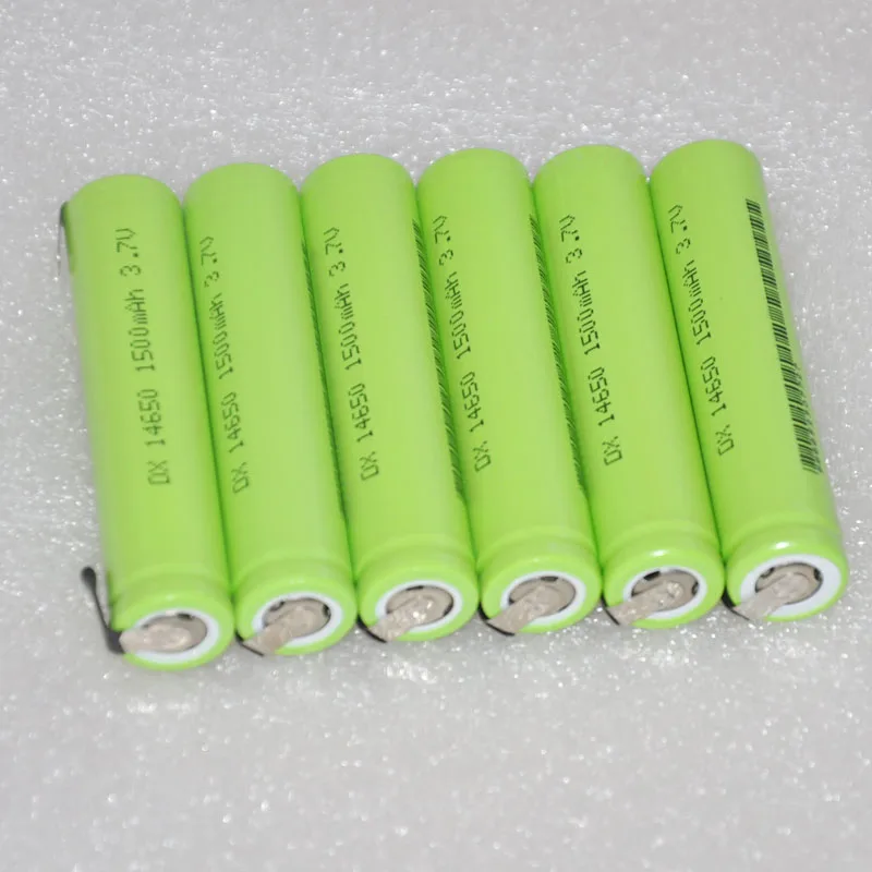 Скидка 30% 6 шт 3,7 V 14650 литий-ионная батарея 1500mah перезаряжаемая литий-ионная ячейка со скобами для сварки