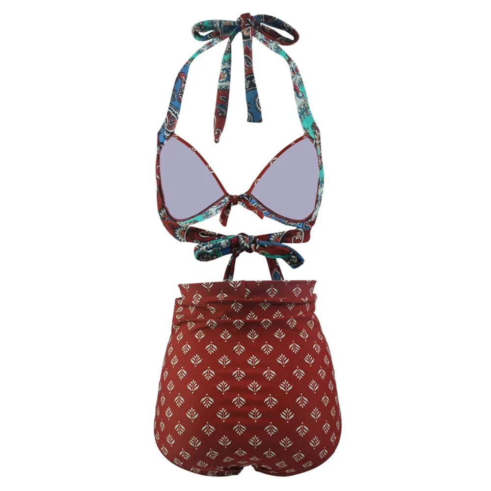 Женский купальный костюм с чашками пуш ап и высокой талией|Комбинезоны| |