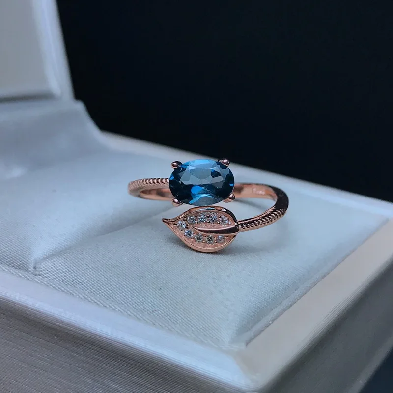 Женское кольцо с голубым топазом MeiBaPJ инкрустированное натуральным из