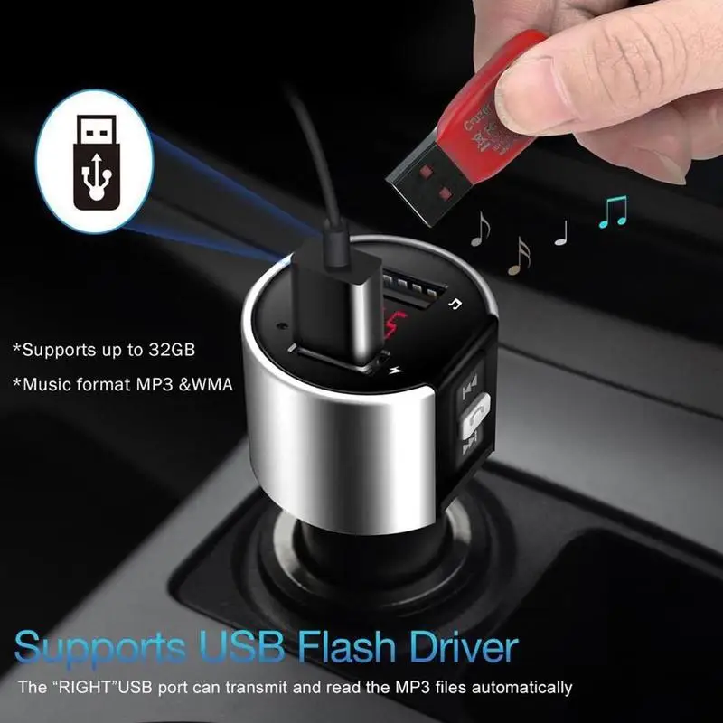 Bluetooth 4,2 автомобильный комплект громкой связи, беспроводной Bluetooth fm-передатчик, светодиодный mp3-плеер, USB зарядное устройство 3.4A, USB зарядное устройство