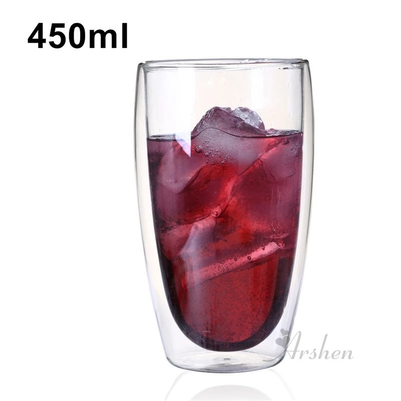 Arshen 80/250/350/450/650 мл с двойными стенками выстрел Стекло ясно ручной работы термостойкие Чай кофейные чашки, на вынос бумажные кофейные чашки здоровый напиток кружка Кофе чашки