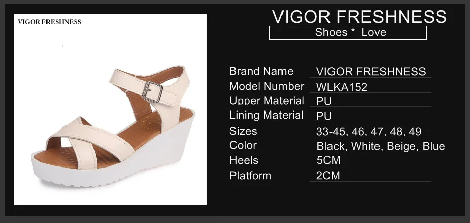 VIGOR/обувь свежести; женские босоножки; Летние босоножки на платформе; обувь для девочек; женские клинообразные летние сандалии; женская обувь на среднем каблуке; W152
