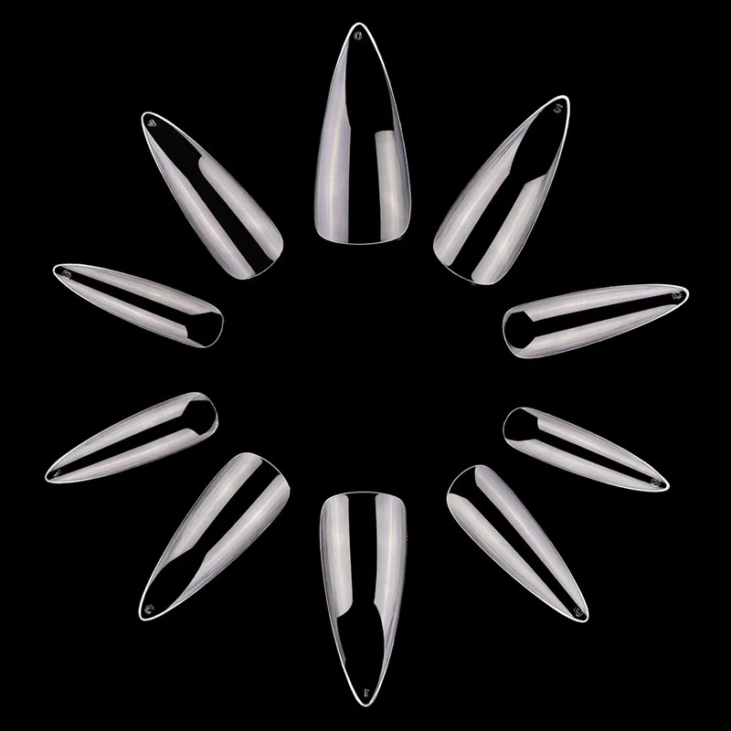 Прозрачный Makartt Stiletto Nails 500 шт острые накладные ногти для маникюра, акриловые салонные натуральные прозрачные ногти A0535 - Цвет: Прозрачный