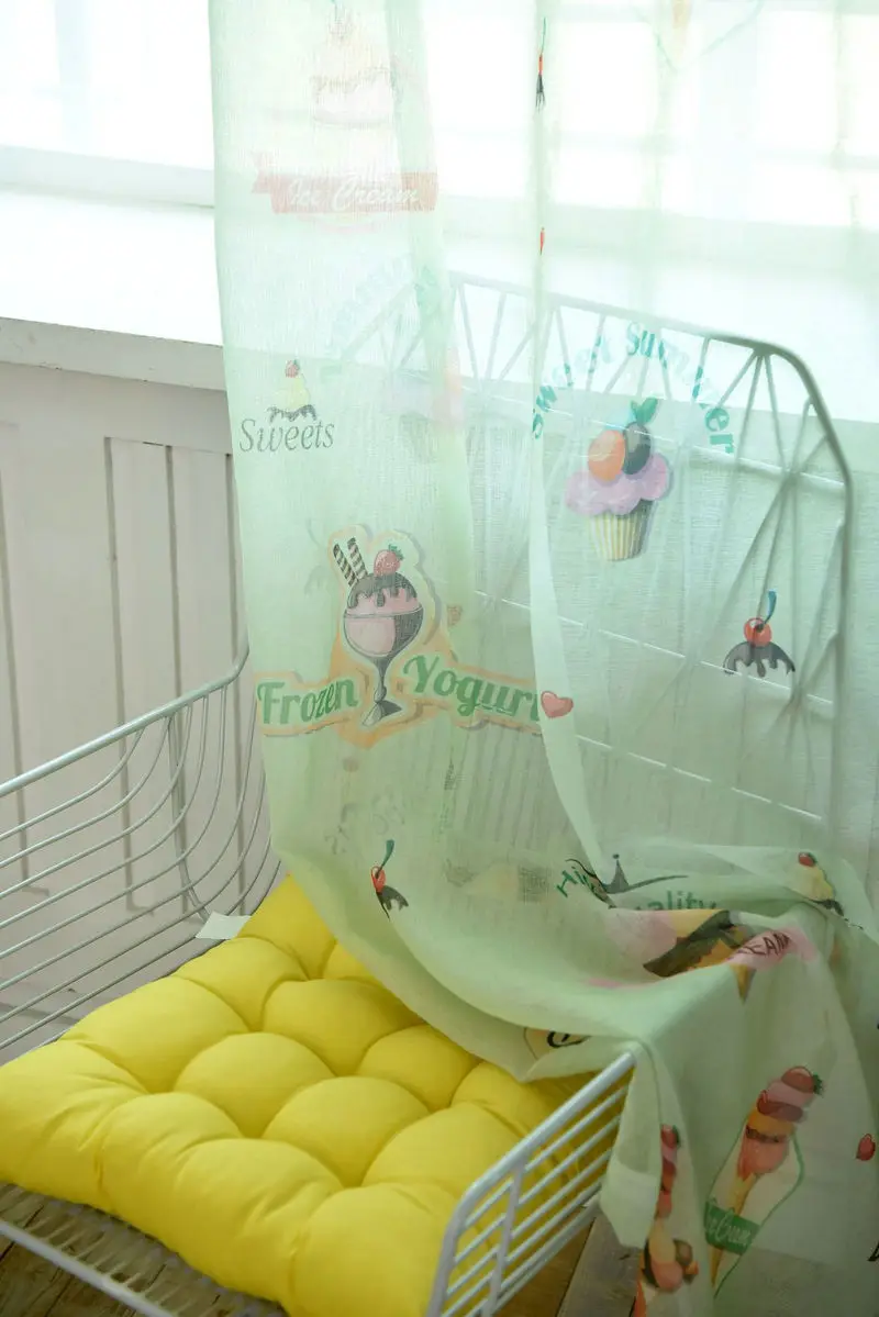 Green Tulle Деревенские оконные шторы для гостиной/светонепроницаемые шторы для спальни обработка окна/портьеры домашний декор тюльпан/листья/цветочный узор - Цвет: Green Tulle