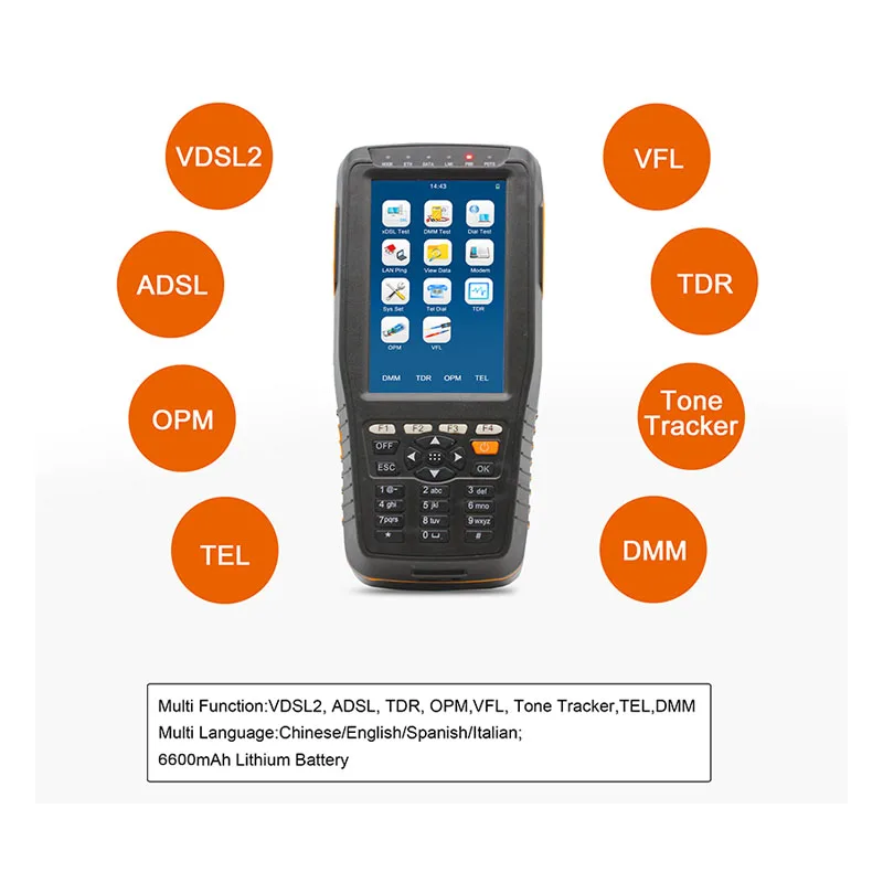 TM600 VDSL2 тест er (ADSL/VDSL/OPM/DMM/ VFL/TDR функция/тональный трекер универсальное устройство)