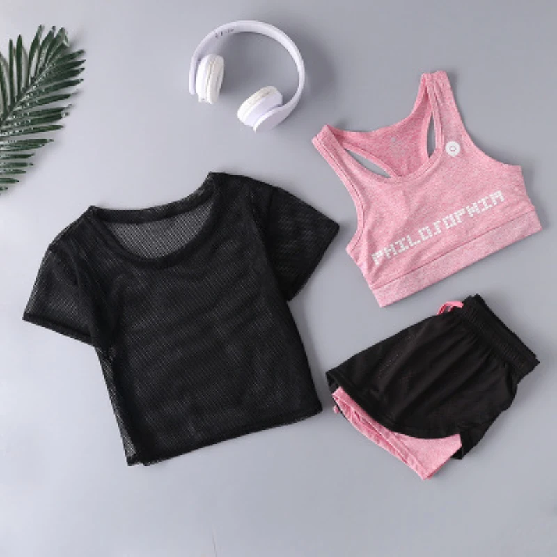 Одежда для йоги комплект из 3 предметов спортивный костюм фитнеса спортивные