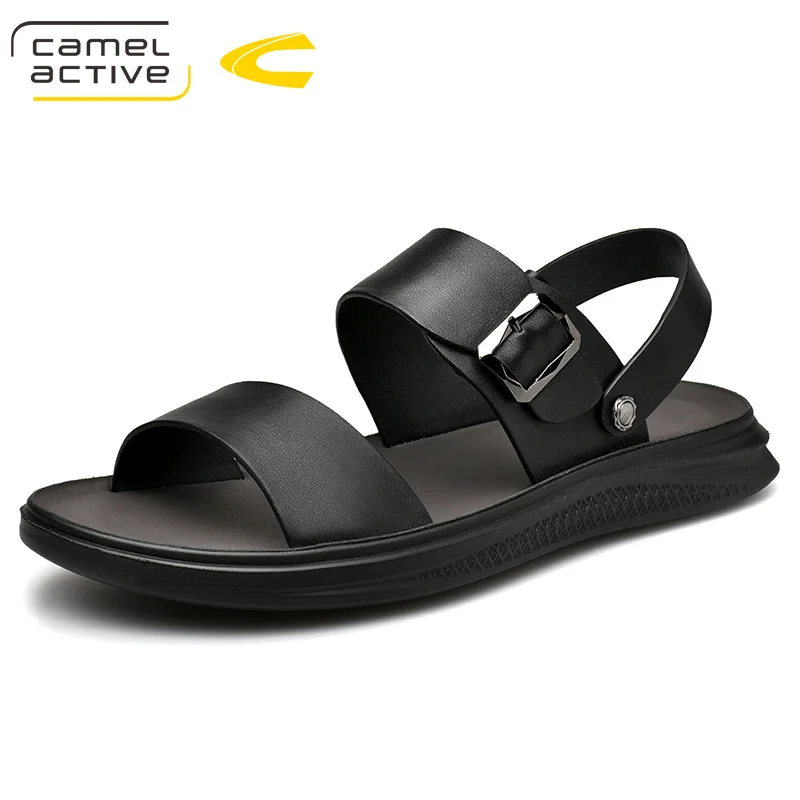 Черный Camel Active/Новинка года; пляжные повседневные мужские сандалии из натуральной кожи; дышащая мужская обувь для прогулок; брендовая удобная обувь высокого качества - Цвет: Черный