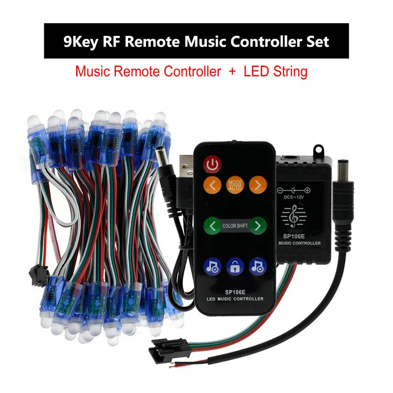 Music Controller Set Светодиодная лента RGB свет WS2811 5 V Полный Цвет светодиодный пиксель Праздничная гирлянда на открытом воздухе IP68 Водонепроницаемый светодиодный полосы для вечерние украшения - Испускаемый цвет: Music Controller Set