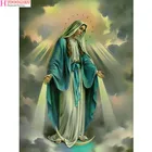 Круглая Алмазная вышивка 5d сделай сам, волшебная алмазная живопись, Дева Мария, наша Леди, религиозная вышивка крестиком, украшение Стразы cj356