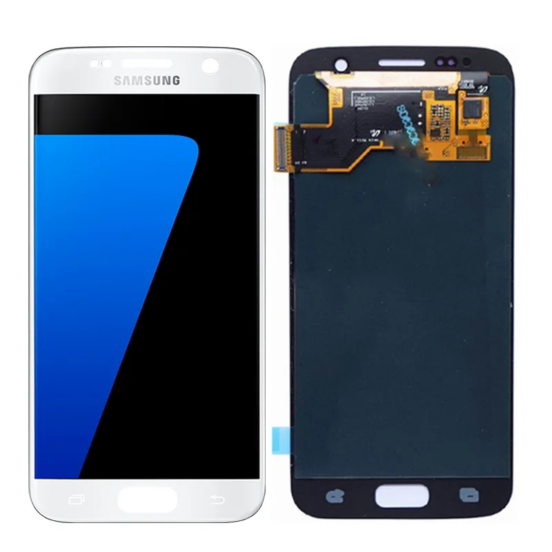 5,1 ''Супер AMOLED дисплей для samsung S7 G930 G930F SM-G930F ЖК-дисплей с кодирующий преобразователь сенсорного экрана в сборе Замена - Цвет: White No Frame