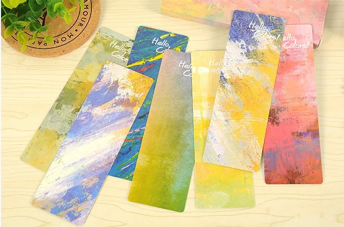 JIANWU 20pcs Van Gogh's Monet paper creative bookmark bookmark a small school gift card