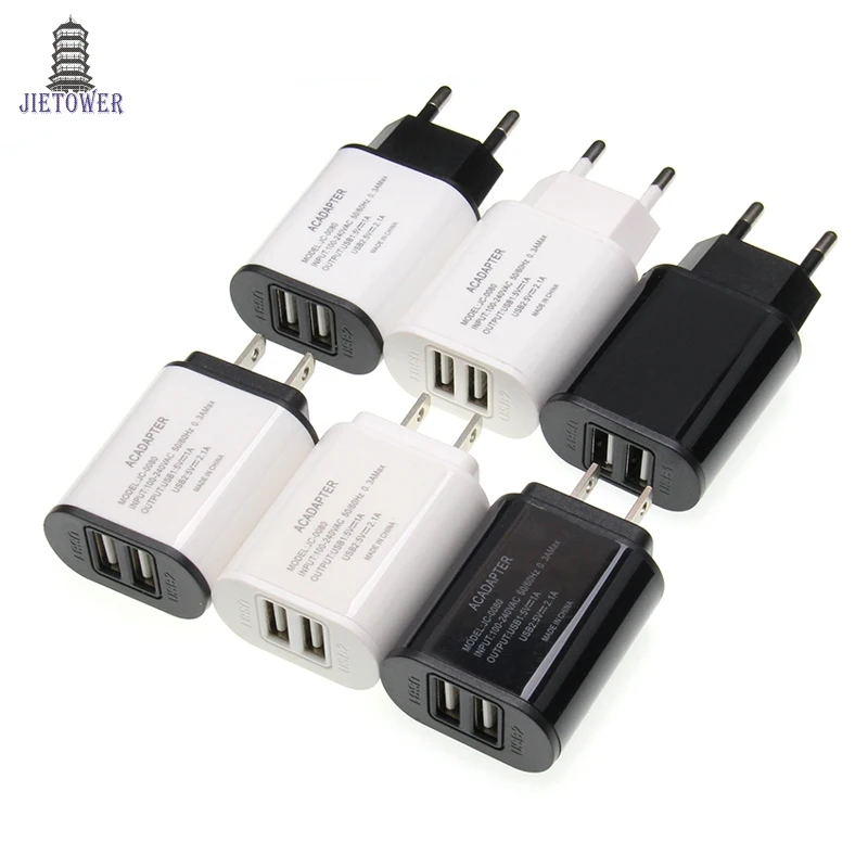 50 шт./лот настенное зарядное устройство для путешествий 2USB EU/US штепсельная вилка
