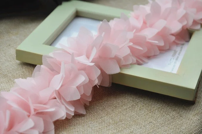 2 ярда/партия 3 цвета шифоновые однотонные маленькие лепестки кружевная отделка