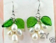 Свадьба в порядке натуральный белый жемчуг зеленый нефрит серьги часы крылья