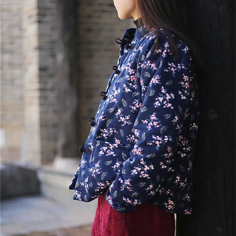 Новинка 2019 зимние парки с цветочным принтом в винтажном стиле пальто длинным