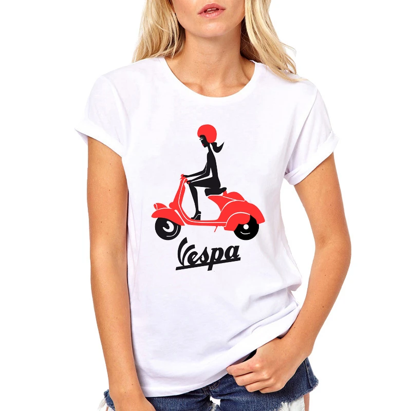 Женская футболка Vespa с принтом скутеров летние топы футболки подарки Прямая