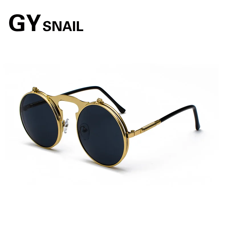 Солнцезащитные очки GYsnail круглые металлические в стиле стимпанк для женщин и