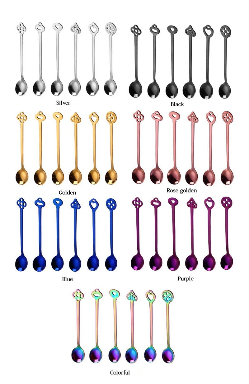 6 шт. 304 нержавеющая сталь ложка для размешивания кофе холодные напитки мороженое