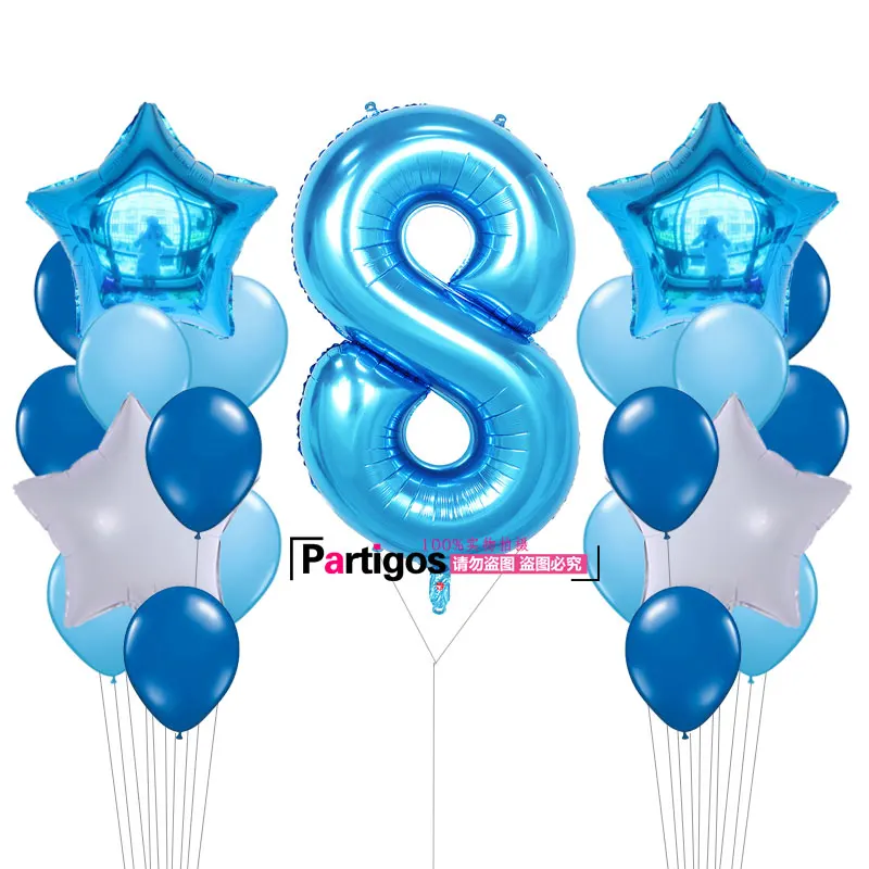 21 шт. Baby Shower 1st День рождения Декор 40 дюймов номер 1 Фольга Шарики поставки для маленьких мальчиков и девочек шары 2.2 г латекс Гелий Globos - Цвет: F-deep Blue 8