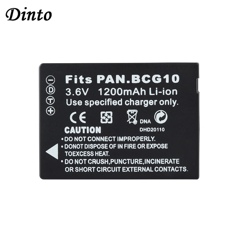DINTO 1pc 1200mAh DMW-BCG10 DMWBCG10 литий-ионный аккумулятор для камеры Panasonic Lumix DMC-3D1 TZ7 TZ8 TZ10 DMW