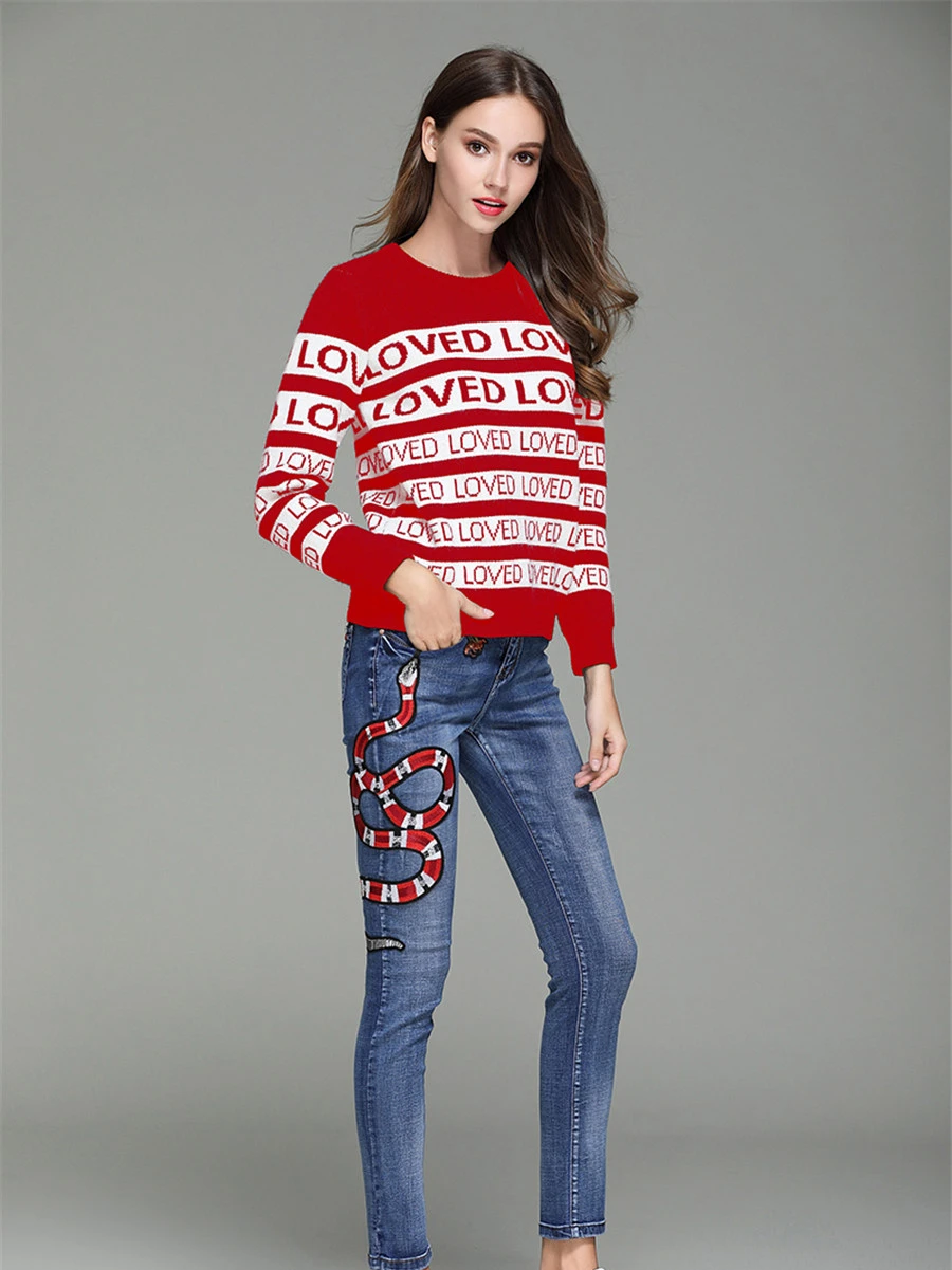 Unisex Man Sweaters Autumn Winter Thick Warm Letter Loved Sweater Women Casual Plus Size Rabbit Velvet Runway Pullovers | Женская одежда