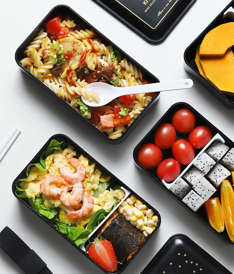 Oneisall пластиковый Ланч-бокс двухслойный японский Bento box контейнер для еды Lonchera Lancheira для детей Ланчбокс contenedor de alimento