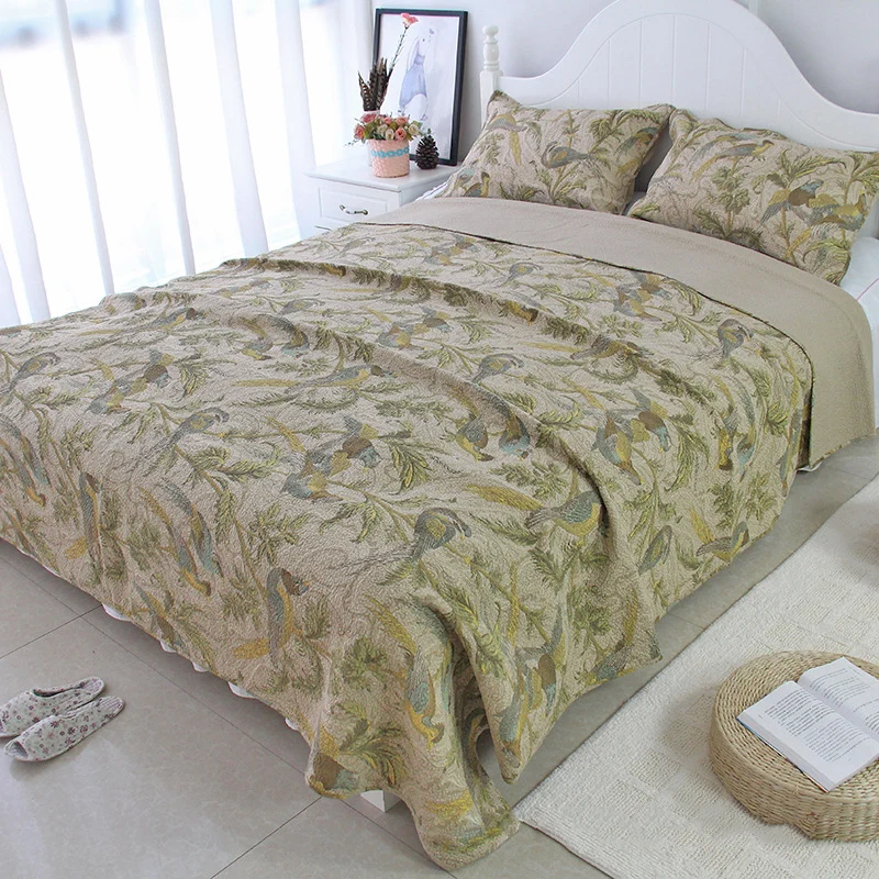 Летнее покрывало хлопковое стеганое одеяло комплект из 3 предметов винтажные