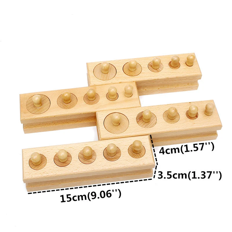 Деревянный набалдашником цилиндр Конструкторы Семейный комплект деревянные