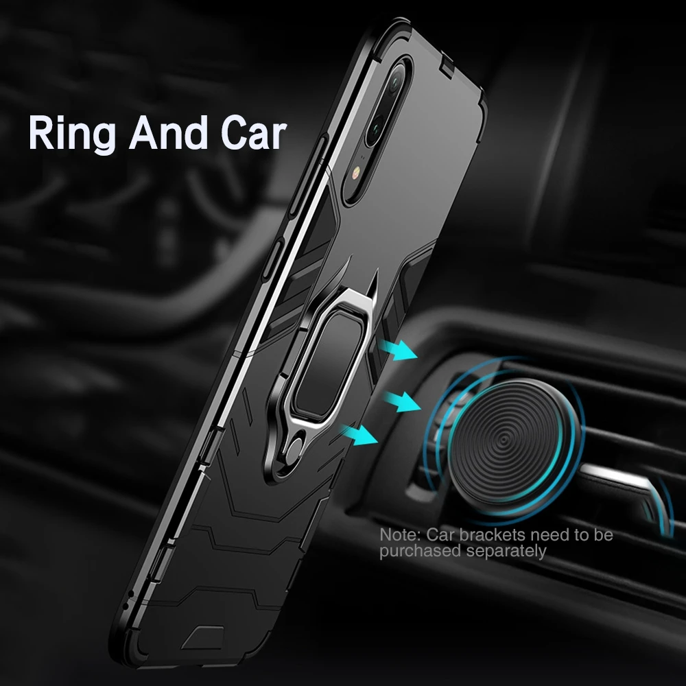 liser Shockproof Armor Phone Case For Huawei Mate 20 9 10 P20 lite Nova 2 3 3i Finger Ring Holder Cover Honor Note 8X |