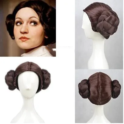 Парик принцессы из фильма Leia Organa короткие коричневые парики для косплея волосы с