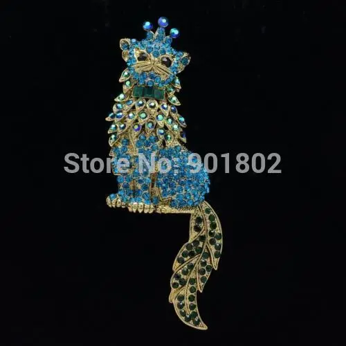 Винтажный стиль со стразами кристаллы броши в виде животных брошь с кошкой