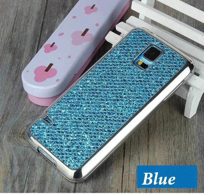 Синий ТПУ Мягкий покрытый чехол с блестками для samsung Galaxy S4 S5 Mini J5 J7 Prime Note 5 4 Grand Prime G360 i9082 зеркальная задняя крышка - Цвет: Синий