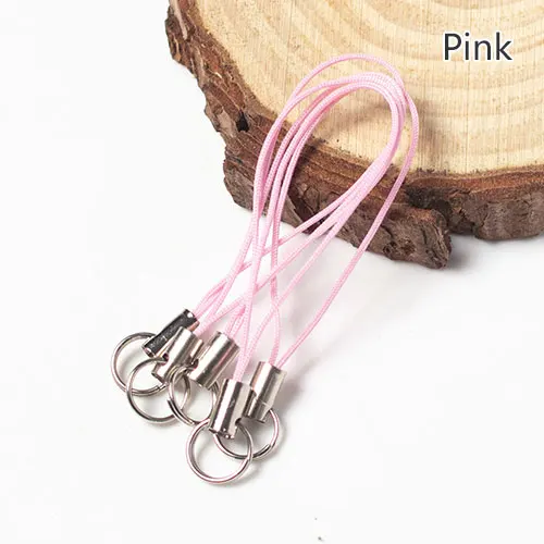 Pink 100 шт цветной полиэфирный шнур с двойным кольцом ювелирный шнур для мобильного телефона с подвеской ручной работы - Цвет: Pink