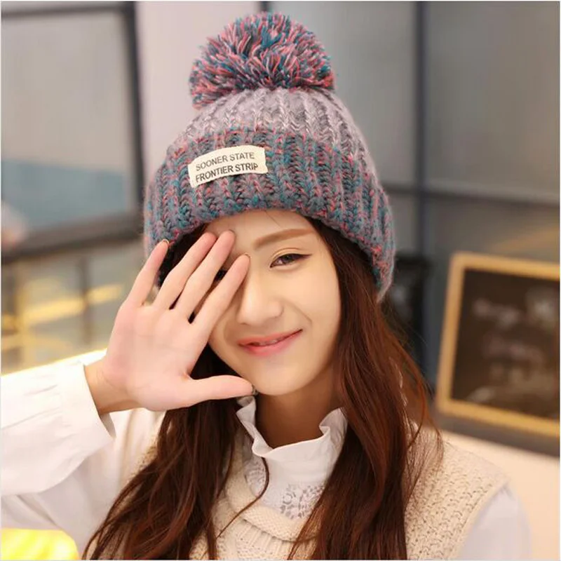 Корейские модные шляпы Gorros новый стиль вязаная Лоскутная шапка бини для женщин