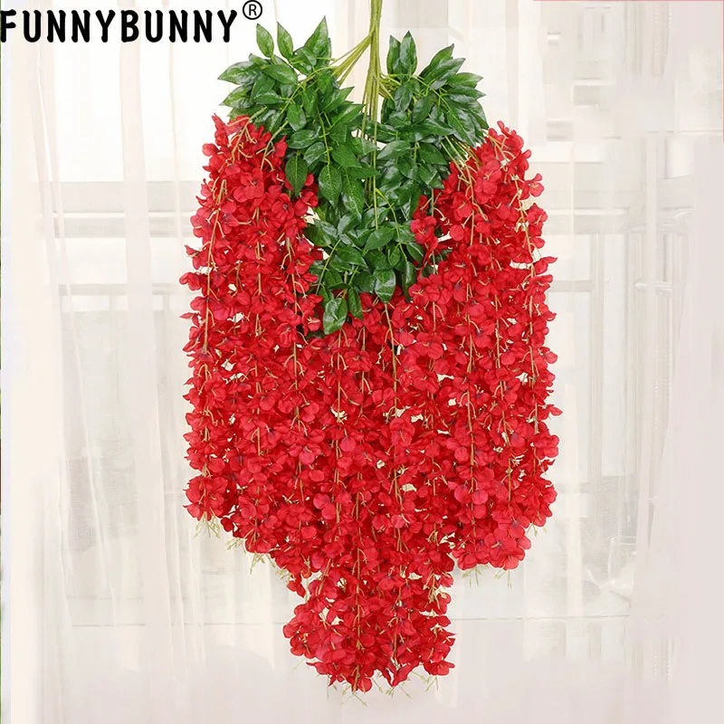 FUNNYBUNNY Вистерия искусственная цветы 4.6фт Висячие Цветы гирлянда лоза для