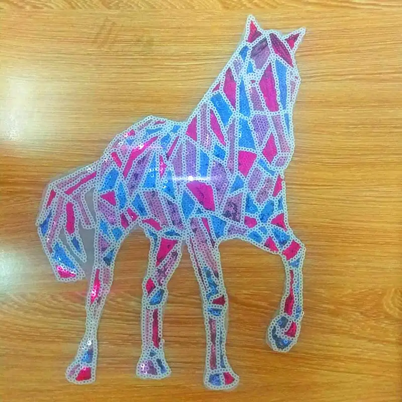 Pulaqi Sequined Patch Unicorn Embroidered Sew On Patches For Clothing DIY Sequin Applique Clothes H | Дом и сад