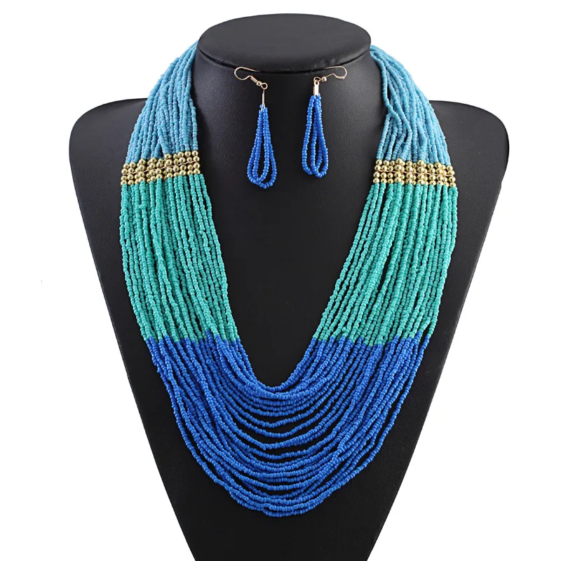Женское многослойное колье чокер Boho разноцветное богемное разных цветов|necklace