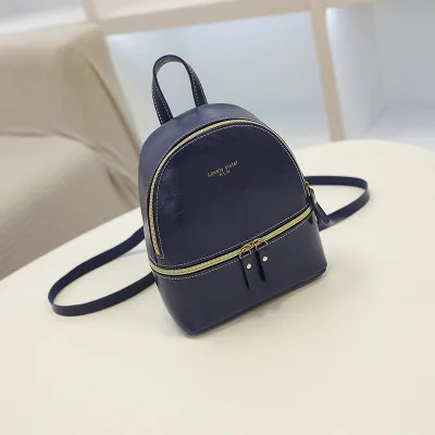 blue Масляный кожаный рюкзак для девочки подростка корейский стиль Женская сумка через плечо большая емкость портативный Школьный Рюкзак Для маленьких детей - Цвет: blue