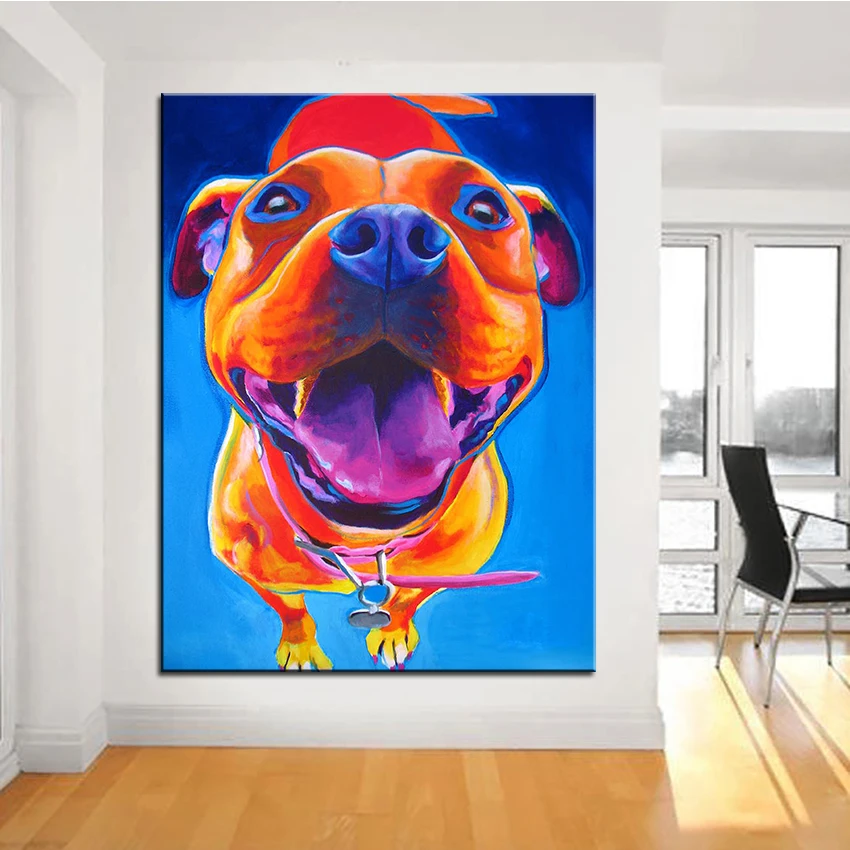 Картина маслом в виде питбуля большой размер декоративная картина на стену для