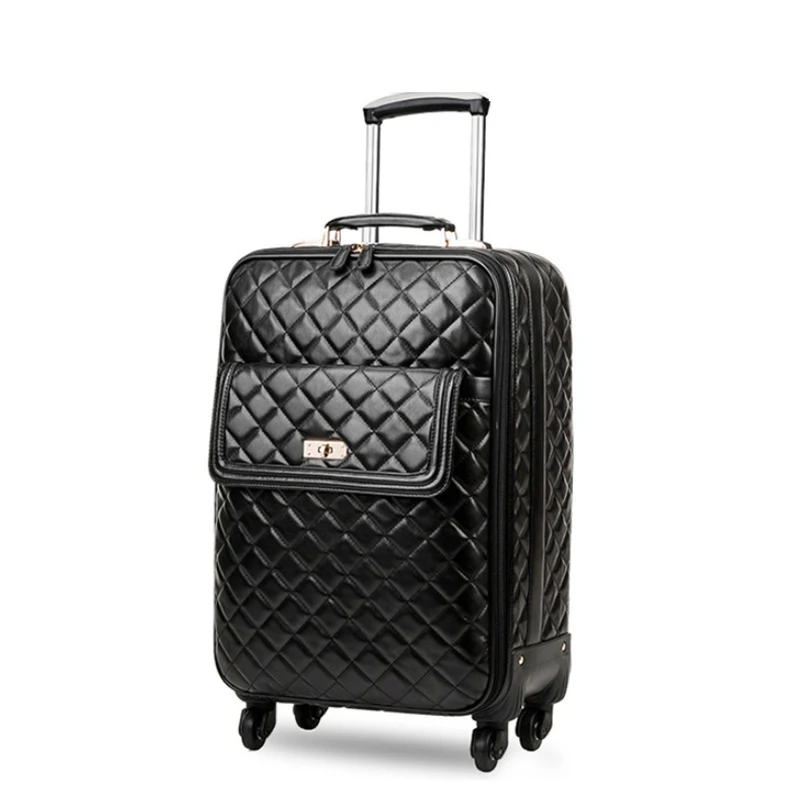 24 inch Travel tale Для женщин носить на руке багажа ретро кожаные чемоданы и дорожные сумки на колесах - Цвет: 24 inch