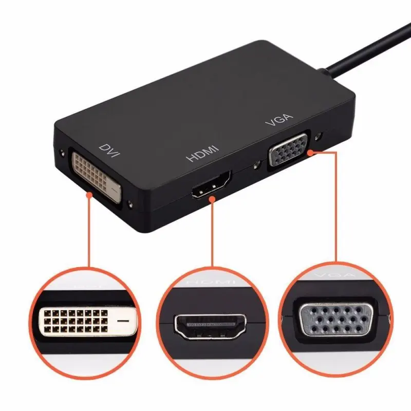 3 в 1 Mini Display Port DP To HDMI VGA DVI кабель адаптер конвертер для Apple Macbook Microsoft Surface Pro |