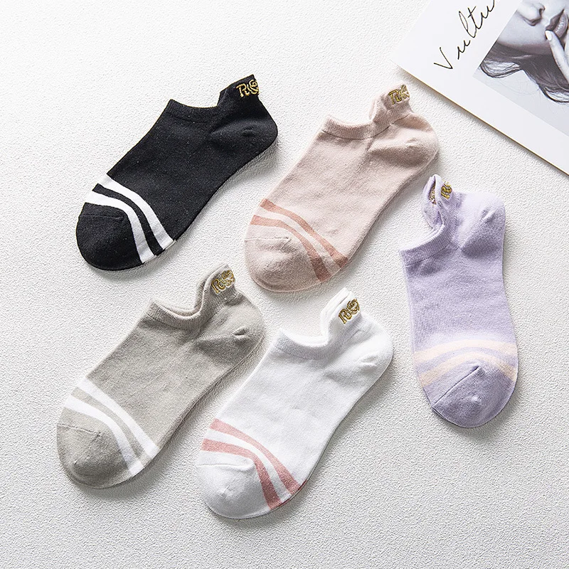 5 Pairs 5 пар/лот Kawaii милые женские лодочные носки низкие Нескользящие тонкие неглубокие невидимые женские летние тапочки короткие носки - Цвет: 5 Pairs