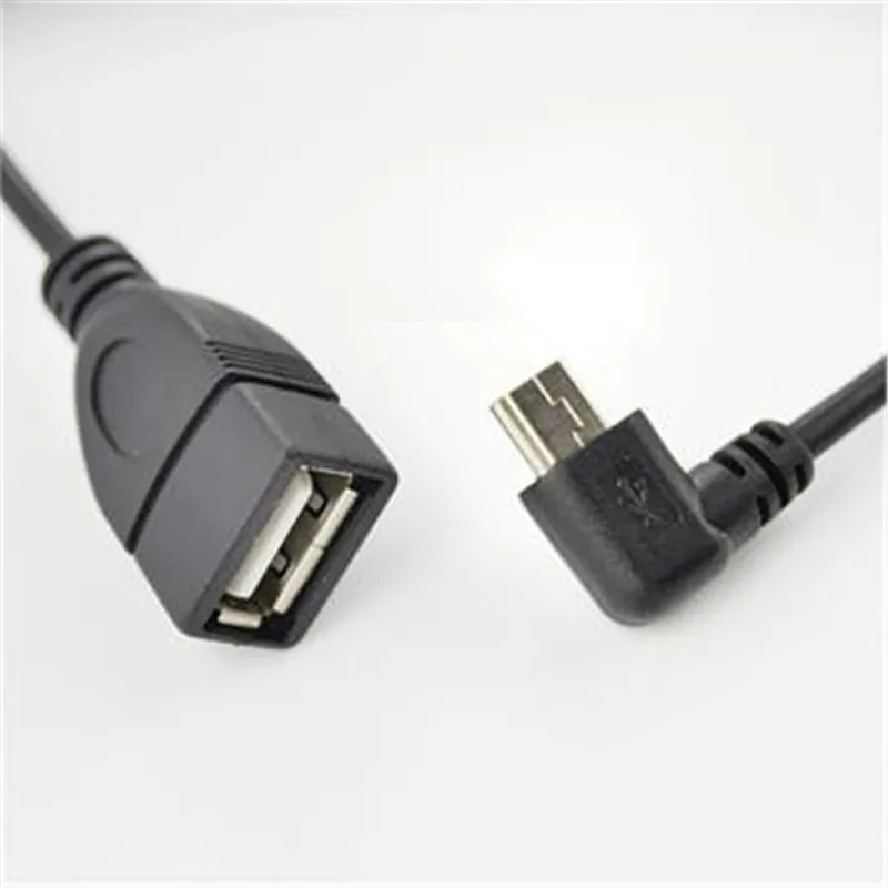 Mini USB 90 градусов левый угловой OTG Кабель-адаптер 2 0 B женское Панельное крепление к
