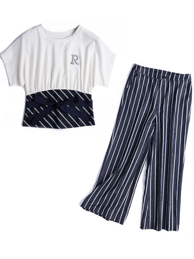 High Quality 2019 Summer New Fashion Women Sets Suit Casual Fashion Short Sleeved Shirt Wide Leg Pants Suit Two-piece Trend L208