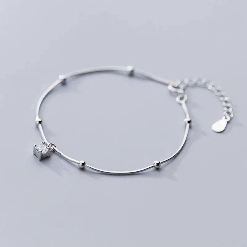 Bracelets Простой светильник, браслеты из стерлингового серебра 925 пробы и браслеты с регулируемой цепочкой, очаровательные браслеты с кристаллами для женщин, ювелирные аксессуары - Окраска металла: Bracelets