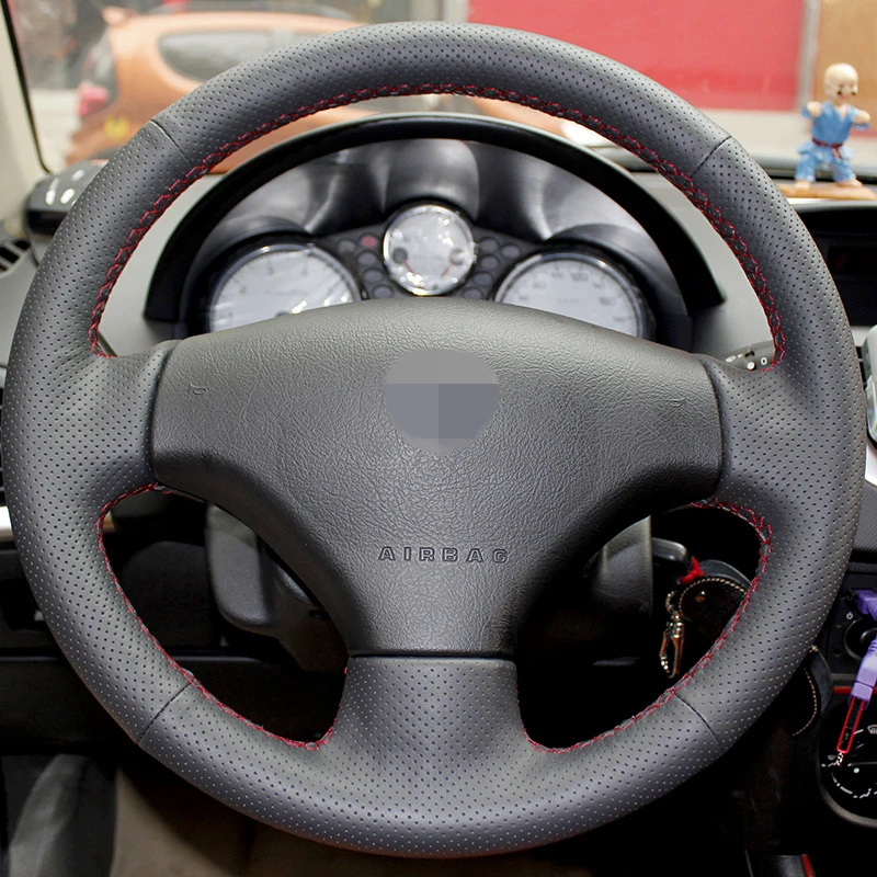 Чехол на руль BANNIS для Peugeot 206 2007 2009 /207 / Citroen C2 черный кожаный чехол ручной